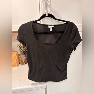 Planet Gold Black Scoop-Neck Crop Top